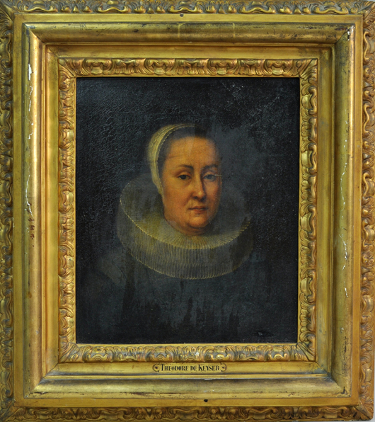 Old master framed portrait of a lady. Image courtesy of Woodbury Auctions.